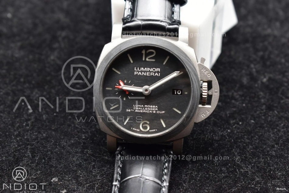 Dial P.9011 Best Titanium Luminor Super Black W PAM1096 VSF Edition 1:1 Strap Clone on GMT Black 42mm Leather 1127